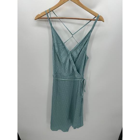 August 1 Eight Womens Faux Wrap Midi Dress Size M Blue Wedding Event Party - Picture 1 of 10